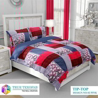 BLACK BEE  Multi colour checks print 
double bedsheet with 2 Pillow Covers (208 X 213 cm)(BS30-02)