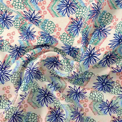 Morden Lily Floral Flower Digital Printed Fabric - Cotton