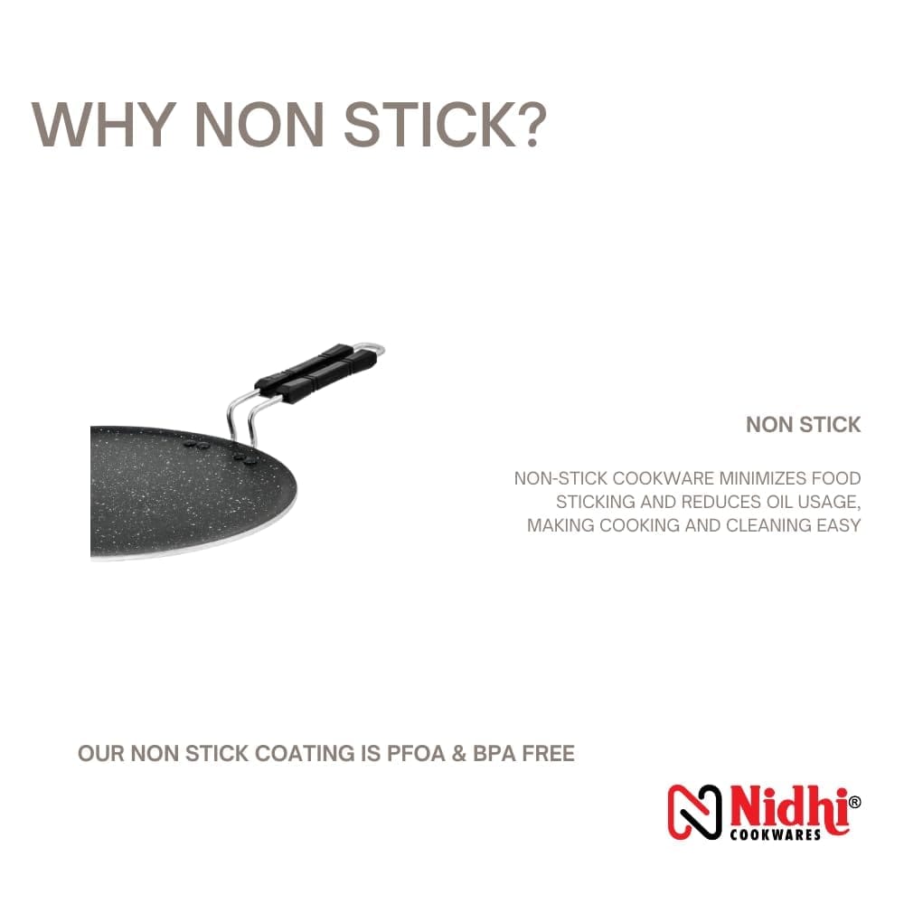 N NIDHI Delta Flat Tawa | 300mm Diameter | 4mm Thickness | Steel Wire Backelite Handle