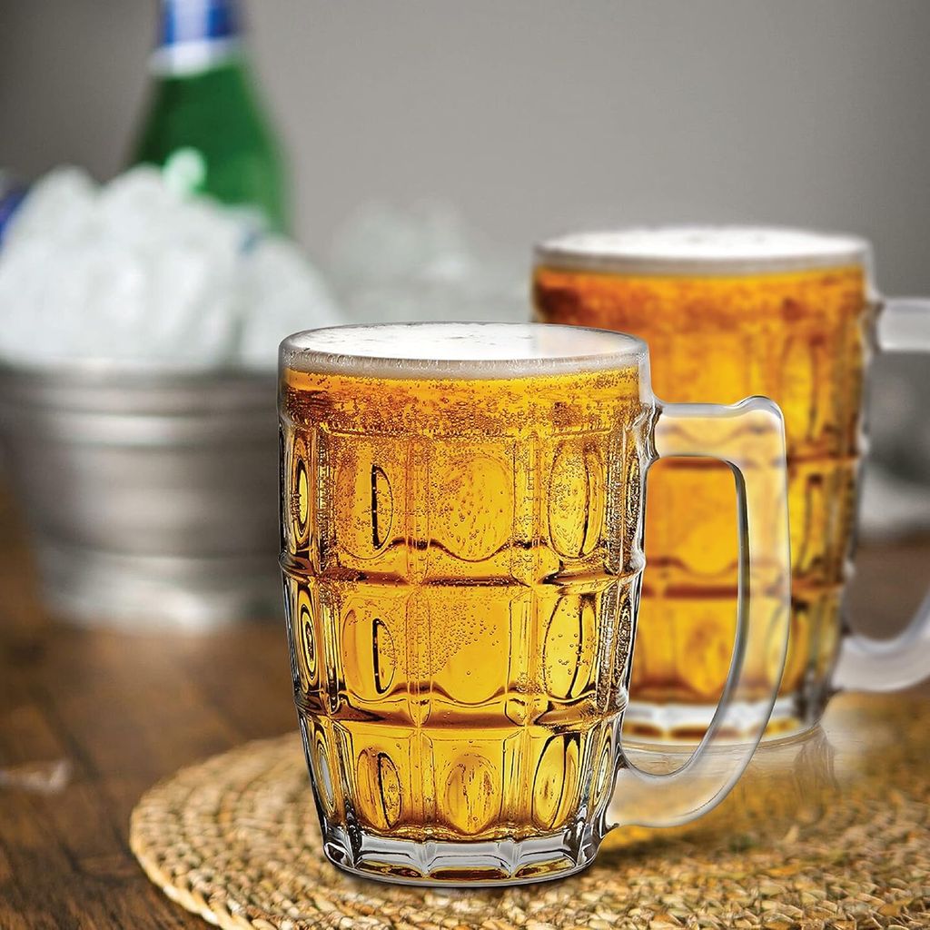 Executive Beer Mug with Handle | Glasses for Beer, Juice | Scratch Resistant & Easy to Clean | Dishwasher Safe Mug | Transparent (400 ml)