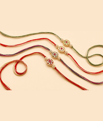 THRIFTKART Designer 4 Bhaiya Bhabhi Rakhi ( Pack of 4 , Multicolor )