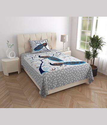 ABHACLOTHO Multicolor Cotton 1 Single Bedsheet with 1 Pillow Cover ( 215 cm x 150 cm )