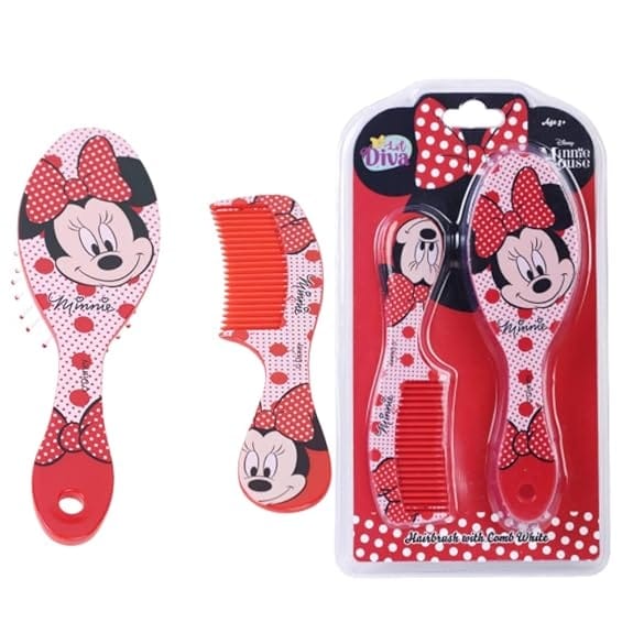Li'l Diva Minnie Mouse Hair Brush With Comb For Girls 3 Years And Above