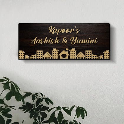 3D Wooden House Pattern Name Plate