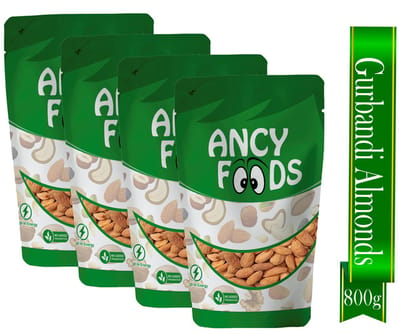 Ancy Gurbandi Almonds 800 Grams (200 Grams X 4) with Rich Flavor, High Antioxidant Content, and Brain-Boosting Nutrition for Daily Vitality and Wellness |Packed with Energy to Support Kids’ L