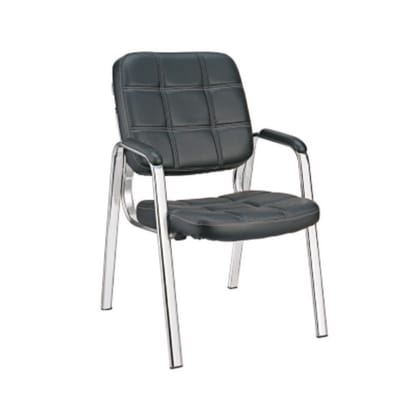Welcome Visitor - Seat & Back In Leatherette, With Fixed Soft PU Rapped Metal Handle, Cantilever Base In SS (CS-V-02)