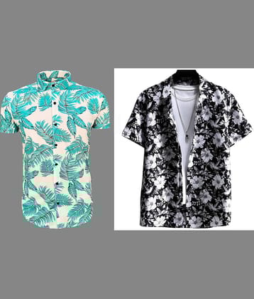 Bluedove Elastane Regular Fit Printed Half Sleeves Men's Casual Shirt - Black ( Pack of 2 )