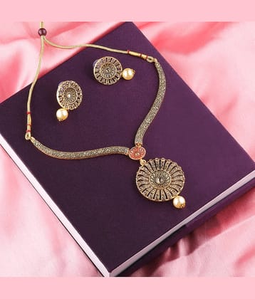 Silver Shine Alloy Golden Contemporary Contemporary/Fashion Antique Necklaces Set