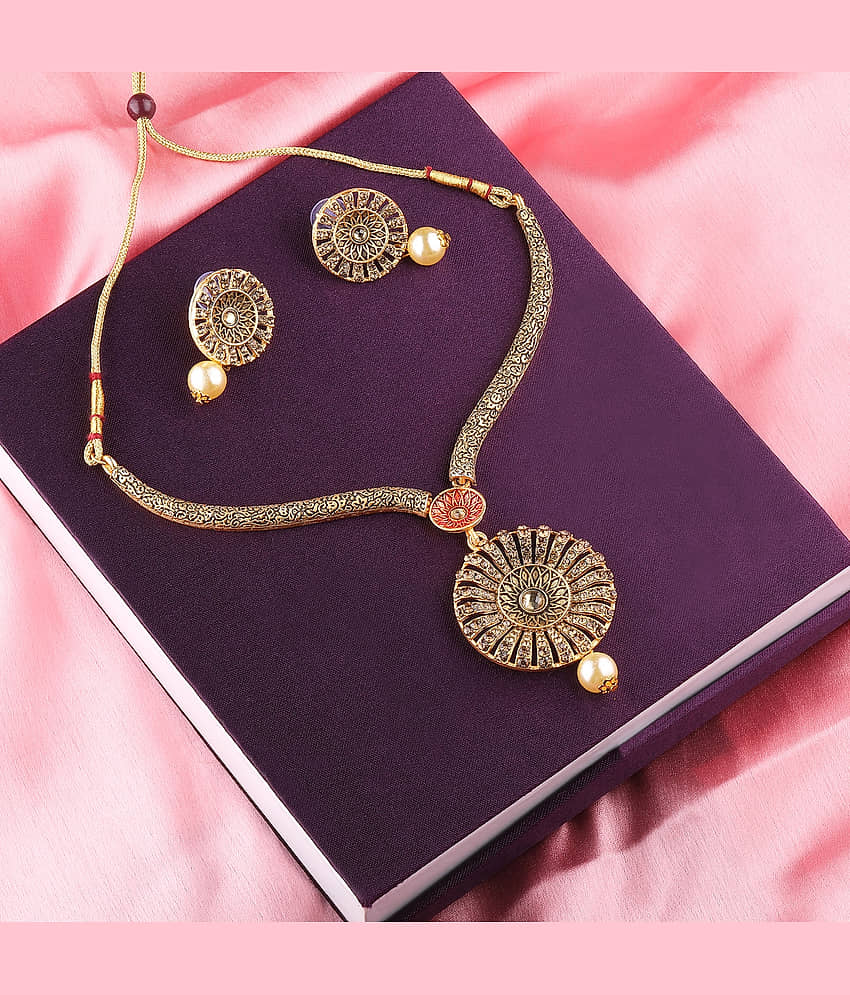 Silver Shine Alloy Golden Contemporary Contemporary/Fashion Antique Necklaces Set