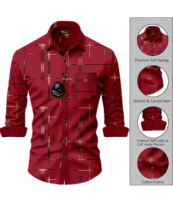 MAN'S SUITUP Viscose Regular Fit Printed Full Sleeves Men's Casual Shirt - Red ( Pack of 1 )
