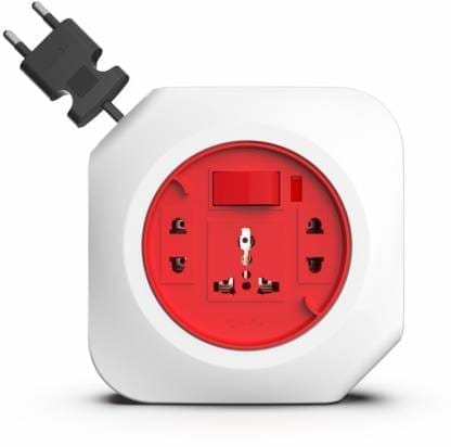 Fybros Crystal Square 2 Pin Extension Flex Box 5 Meter Power Cable with Indicator 3 Socket Extension Boards (White, Red, 5 m) - Electricals | Buy online on ZillyBuy