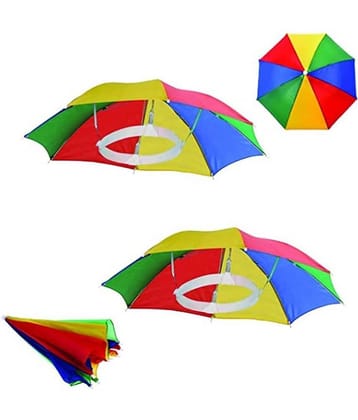 Infispace Headwear Cap Umbrella Multi Color Soft Durable, Adjustable Elastic, (21) Size Fits All Ages Plastic Hat Cap Umbrella for Kids, Men/Women and Adults Rain Protection Headwear Hat Umbrella (Multi) Pack of 1