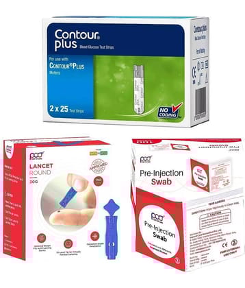 Contour Plus 100 Lancet, 100 Swab 100 Test Strips