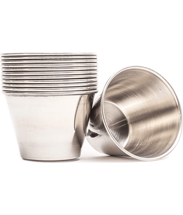 Dynore Sauce Cup 60 ml Stainless Steel Plain Chip&Dip Bowl 6 cm ( Set of 12 ) Silver