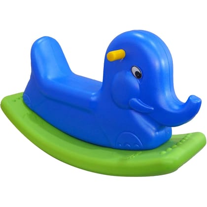 REZNOR Kid Plastic Ride-On Elephant Rocker For Indoor Outdoor, Boys & Girls Rocking Toy For Age 9 Months Up, Multicolor