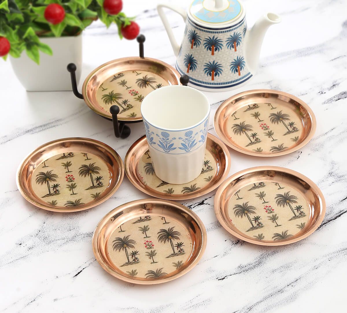 India Circus Chevron Palms Coaster Set Of 6