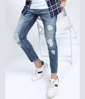 Ketch Slim Fit Distressed Men's Jeans - Blue ( Pack of 1 )