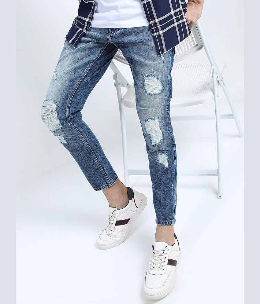 Ketch Slim Fit Distressed Men's Jeans - Blue ( Pack of 1 )