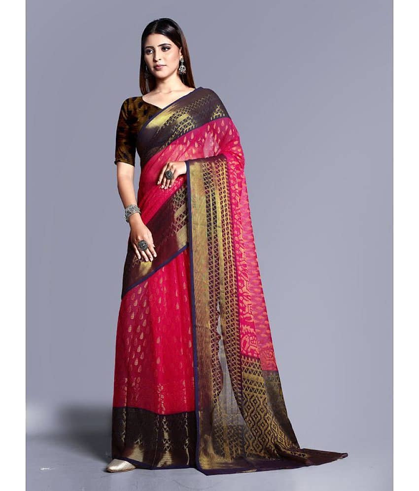 Sanwariya Silks Brasso Embellished Saree With Unstitched Blouse Piece ( Yellow )