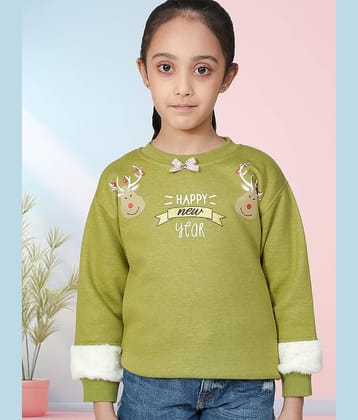 PAMPOLINA Girls Cotton Blend Sweatshirt ( Light Green )