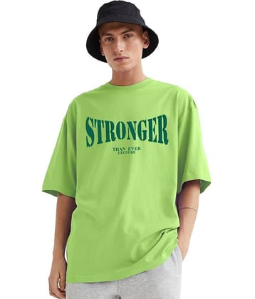 Leotude Pack of 1 Cotton Blend Oversized Fit Men's T-Shirt ( Green )