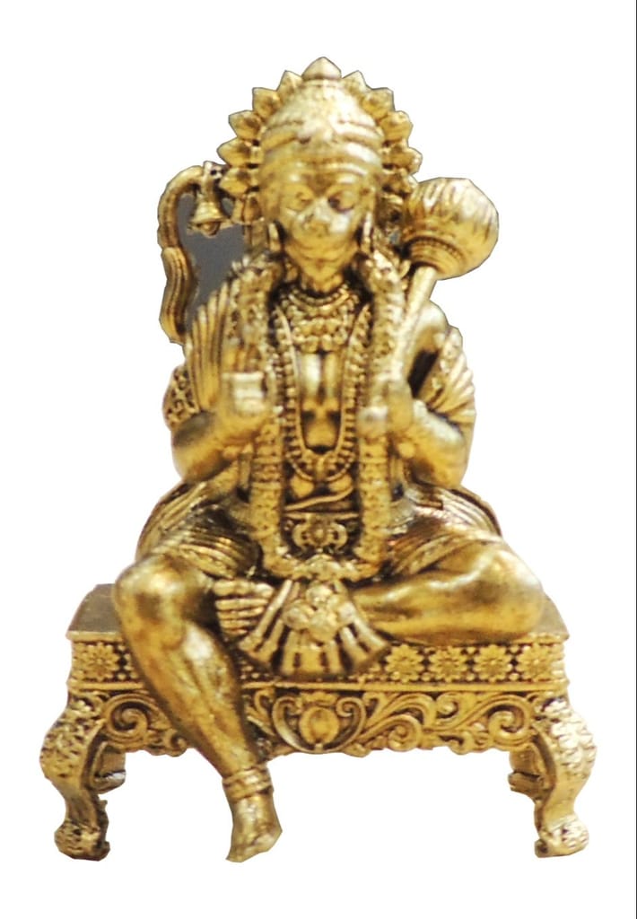 Brass Hanuman Ji Chowki Idol Statue for Pooja Room, Height : 2.5 Inch (BSMAS1927 G) - Pooja Needs | Buy online on ZillyBuy