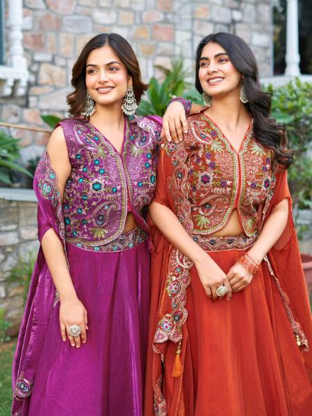 Beautiful Party Wear Lahenga Crop Top Shrag Outfits