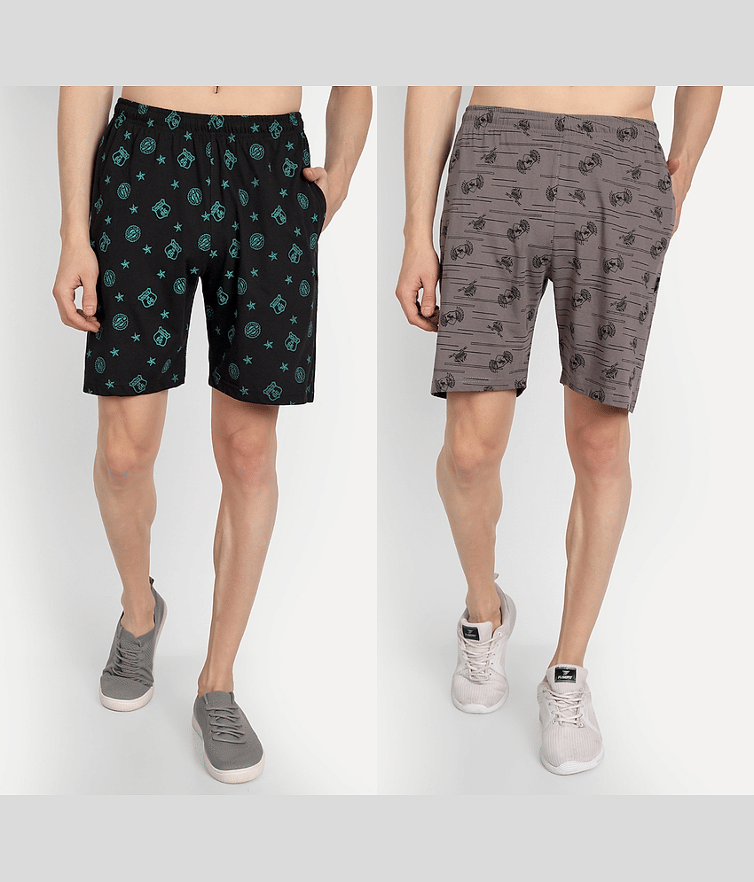Zeffit - Multicolor Cotton Blend Men's Shorts ( Pack of 2 )
