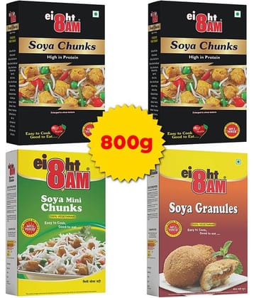 8 AM Mini, Granules, Soya Chunks (Wadi) 200 gm Pack of 4