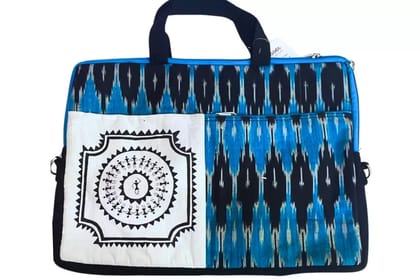 Tisser Ikat Laptop Bag With Warli Handpainted