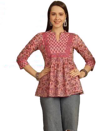 wonder weave Women's Cotton Regular Top ( Pink )