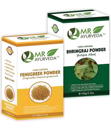 MR Ayurveda 100% Pure Fenugreek Powder and Bhringraj Powder Hair Scalp Treatment 200 g Pack of 2
