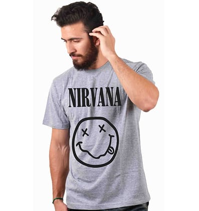 Nirvana - Sukhiaatma Unisex Graphic Printed Grey T-shirt-XS-36