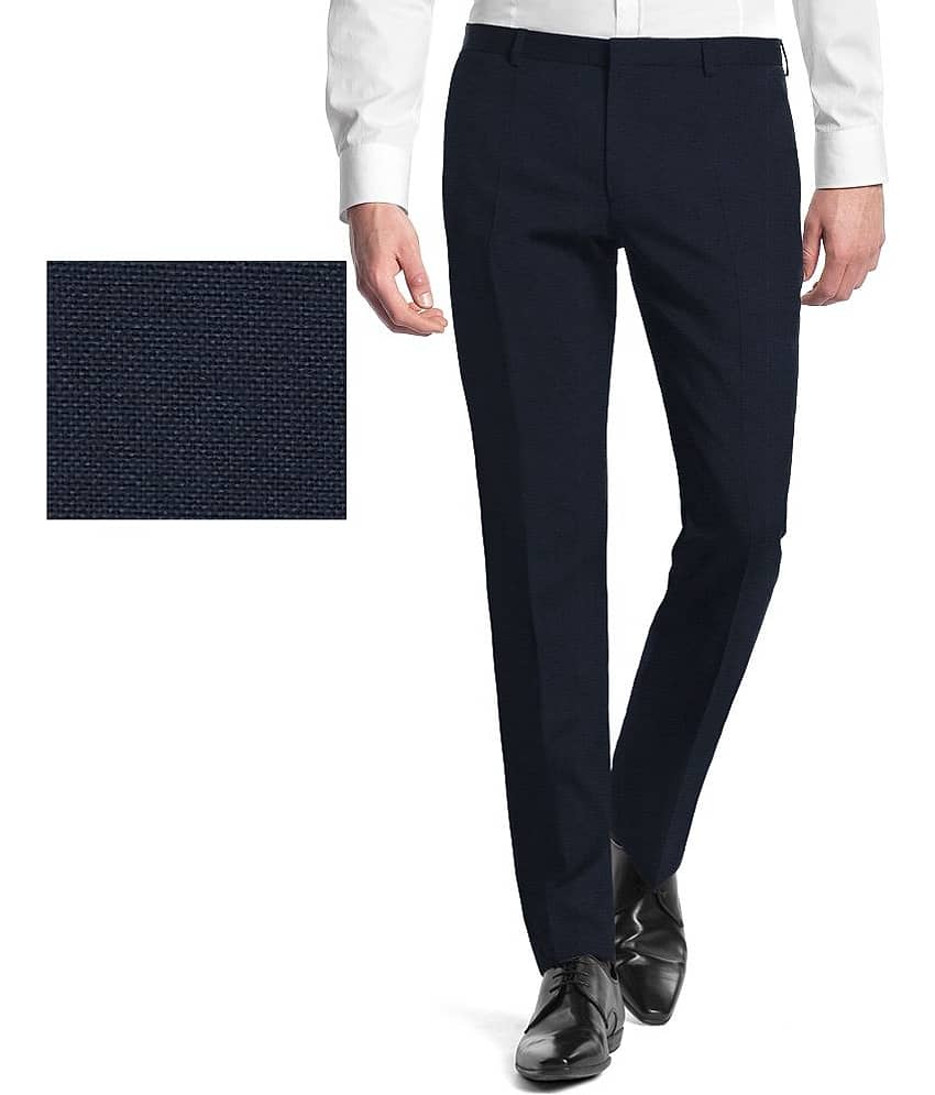 Gwalior Suitings Navy BluePoly Blend Unstitched Pant Pc