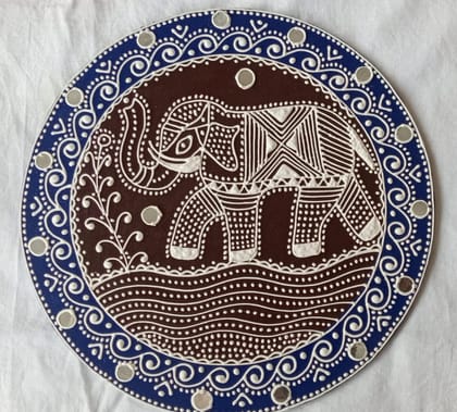 Mandana Elephant Motif Circular Wall Art