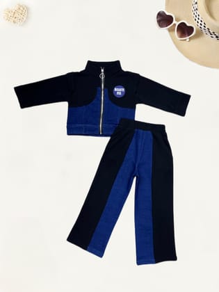 Girls Imported Denim Co-Ord Set [GCS-3993](1 - 11 Years)-9M-12M (Size - 16) / Black / Denim