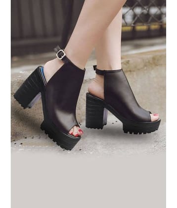 Shoetopia Black Women's Peep Toes Heels