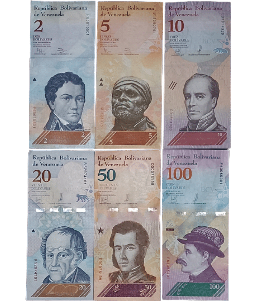 SUPER ANTIQUES GALLERY - VENEZUELA 2,5,10,20,50,100 BOLIVARES SET 6 Paper currency & Bank notes