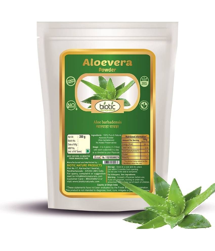 Biotic Aloevera Powder - Aloe Vera Powder for Hair, Face, Skin 200 gm