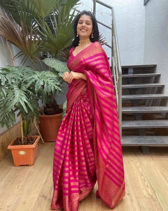Zari Work Silk Saree With Blouse Piece