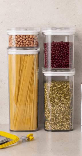 Modi Care Vacuum Seal Four Piece Stackable Square Container Set