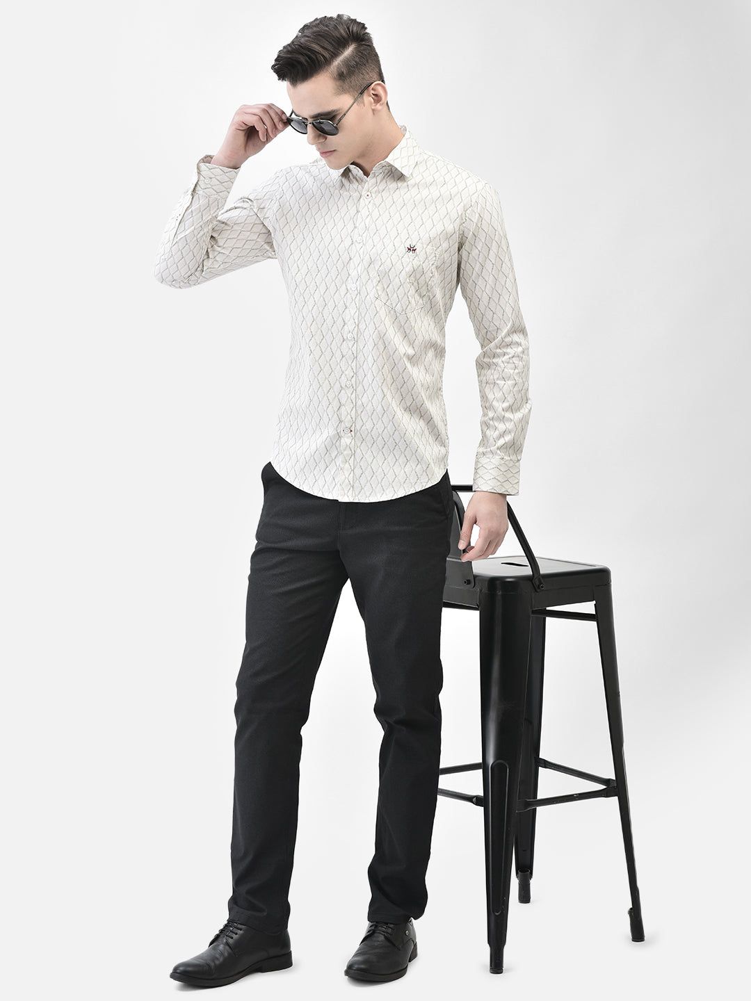 Beige Printed Shirt-XL / Beige