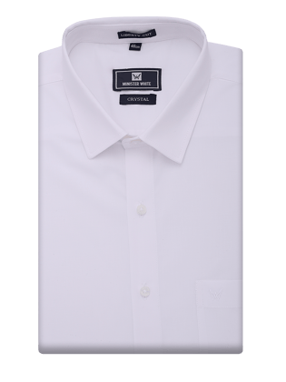 Mens Cotton Regular Fit White Shirt Crystal-36 / H/S