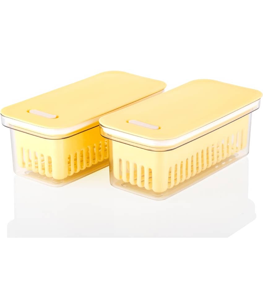 Analog kitchenware - Plastic Yellow Food Container ( Set of 2 - 1500 )