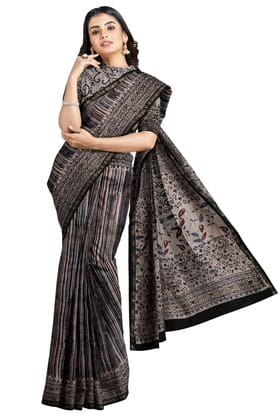 Dabu Print Chanderi Cotton Saree from Bagru