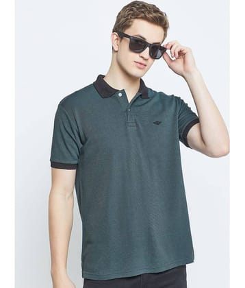 GET GOLF Pack of 1 Cotton Blend Regular Fit Self Design Half Sleeves Men's Polo T Shirt ( Blue )