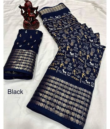 Bhuwal Fashion Art Silk Printed Saree With Unstitched Blouse Piece ( Red )