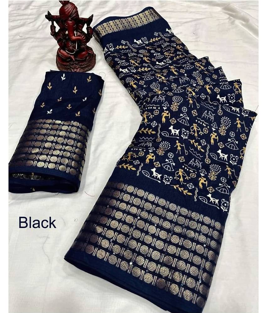 Bhuwal Fashion Art Silk Printed Saree With Unstitched Blouse Piece ( Red )