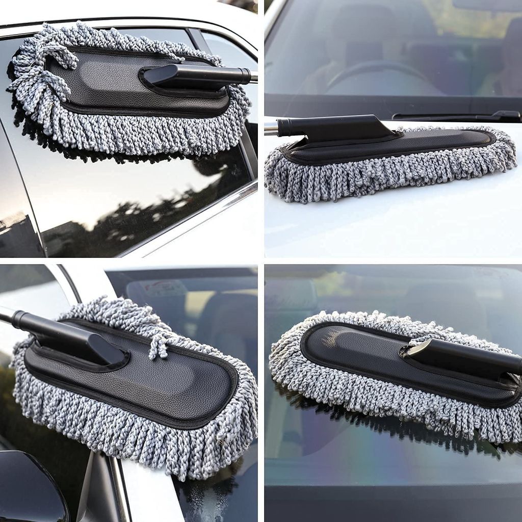 Long Handle Car wash mop duster car brush car duster car mop dust sweeping telescopic handle soft bristle wax brush.