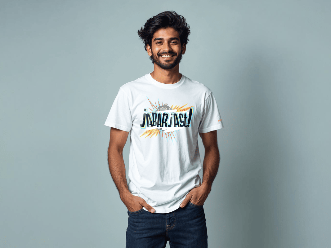 Taarak Mehta Ka Ooltah Chashmah| White Front Printed Regular Fit T-Shirts (JABARJAST)
